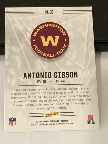 Antonio Gibson 2020 Illusions #33 Rookie Card Redskins RC Commanders Memphis WFT - Bild 2 von 2