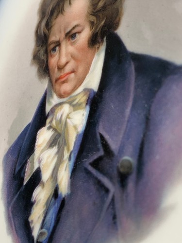 RARE Limoges BEETHOVEN Portrait COBALT BLUE PLATE William Geurin HAND PAINTED - Picture 16 of 22