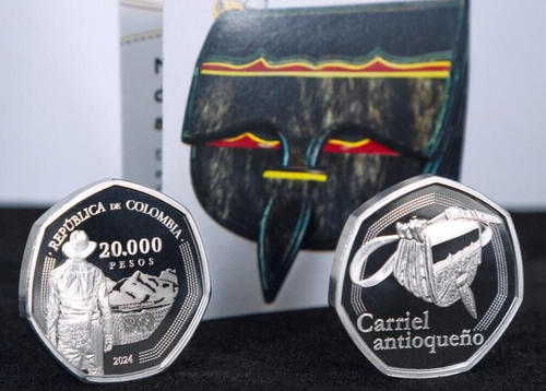 2024 KOLUMBIEN 20000 PESOS GEDENKMÜNZE SECHSECKIG CARRIEL ANTIOQUEÑO MIT BOX. - Bild 2 von 3