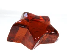 Fire And Light Recycled Glass Star Paperweight Copper Orange Signed