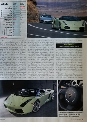 Car and Driver Magazine June 2006, Ferrari F430/Lambo Gallardo Cover, Good Cond - Picture 2 of 2