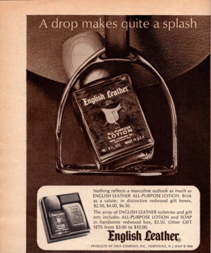 English Leather All Purpose Lotion for Men Northvale NJ Vintage Print Ad 1968