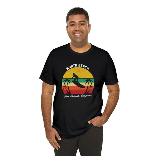 San Clemente North Beach CA Surf T-Shirt Retro Sunset Surfer Men's Tee - Picture 6 of 22