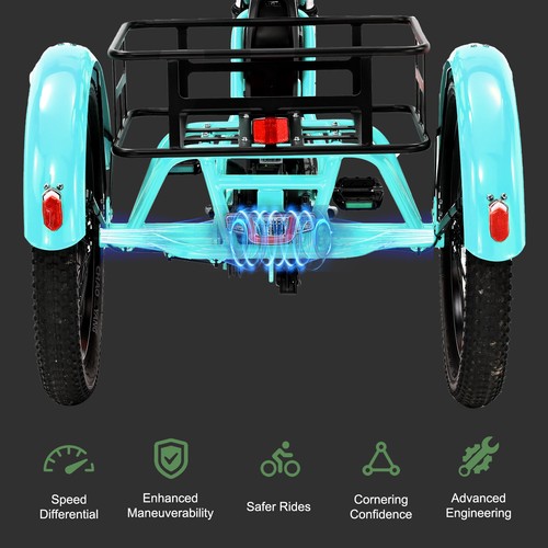 20" Folding Electric Trike Fat Tire Tricycle for Adults 500W 48V 14.5Ah Battery - Picture 7 of 22