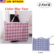2 Pc Reusable Large Jumbo Giant plastic Laundry Bag Big Storage Zipper Bag - USA