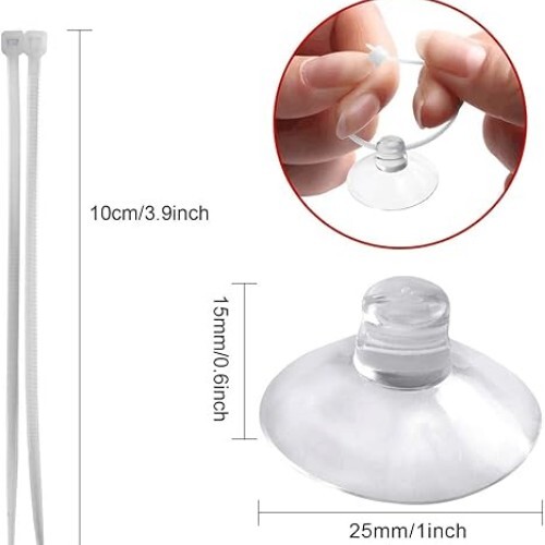 Confezione 20 Ventose Aqurium Con Fascette Zip Regolabili Per Piante Pesciera - Foto 2 di 3