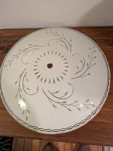 Vintage MCM White Round Glass Ceiling Light Fixture Shade Cover 13in diameter