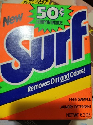 Vintage New Surf Laundry Detergent Free Sample 6.2 Oz - Removes Dirt & Odors NOS
