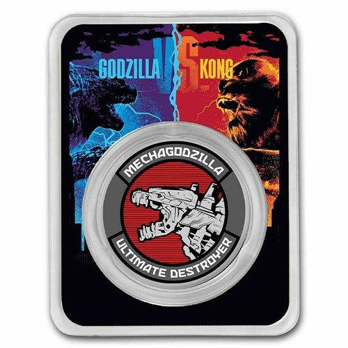 2021 Niue $2 Godzilla vs. Kong Mechagodzilla Colorized 1 oz Silver Coin in TEP - Picture 1 of 3