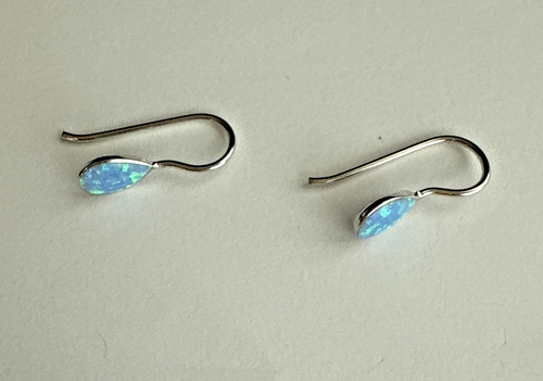 Beautiful Stirling silver opal drop dangle earrings - Picture 7 of 12