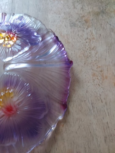 Walther Glass Purple & Amberina Large Floral Dish Art Glass Germany - Bild 10 von 16