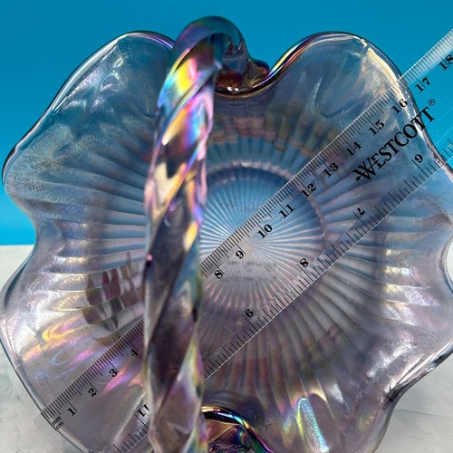 George W. Fenton Glass Basket Iridescent Hand Painted by Jane Reynolds #1474 - Picture 9 of 11