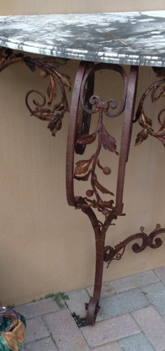 50×40×17 Antique Wrought Iron Table witn Marble Top. - Picture 14 of 19