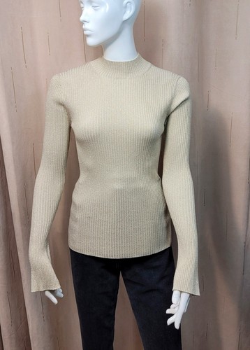 M&S AUTOGRAPH Sparkly RIBBED Funnel Neck TOP ~ Size 18 ~ GOLD Mix (rrp £49.50) - Picture 3 of 8