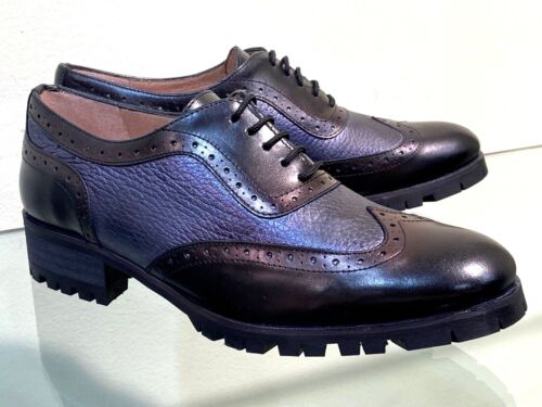 *Reduced* Brand New Women's Two Tone Lace-Up Brogue Leather Shoe by Vitti Love - Picture 2 of 18