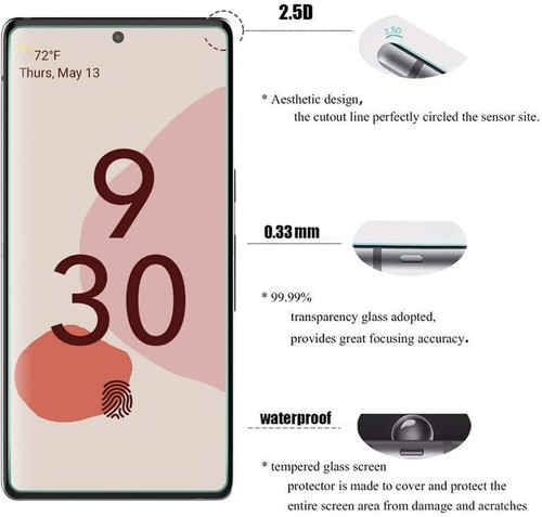 Pour Google Pixel 8 Pro 7A 6A 6 Pro Verre Trempé Protection Écran Protecteur - Photo 3 sur 12