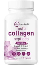 Micro Ingredients Multi Collagen Pills 240 Ct Hair Skin Nail Joint Support