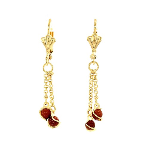 Goldstone Aventurine Dangle Earrings 14k Gold filled - Picture 3 of 4