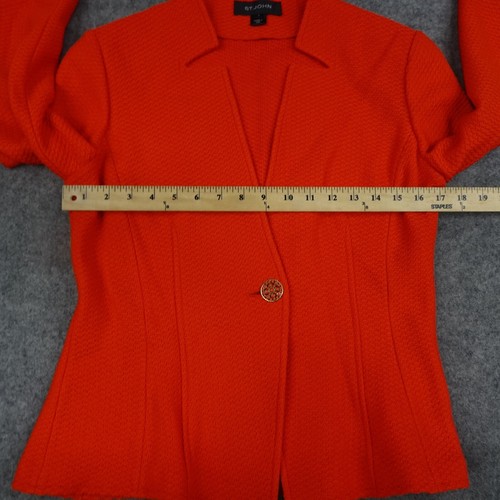 St John Jacket Womens 6 Red Blazer Career Solid Textured Colorful Party - Picture 5 of 12