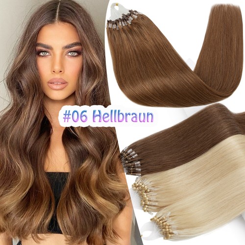 Microring Remy Echthaar Extensions Haarverlängerung Microlink 300 Strähnen Dick - Bild 25 von 52
