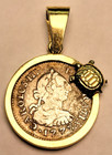 1773 Spanish Lima Peru 1/2 Reales In 14K Bezel w/ Turtle adornment