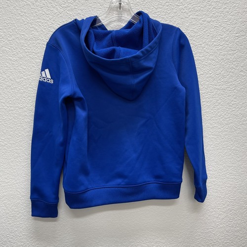 ADIDAS Sweatshirt Hoodie Youth SMALL Blue Pullover Hood Top Shirt - Picture 2 of 5