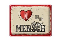 Blechschild Spruch Du Bist Mein Herz Lieblingsmensch 40X30 Cm Schild Tin Sign