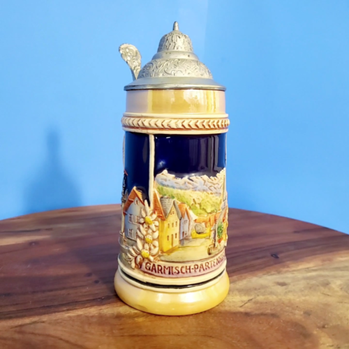 VTG German Gerz Beer Stein Garmisch-Partenkirchen Pewter Lid 1936 Olympics ~9” - Video 1 of 1