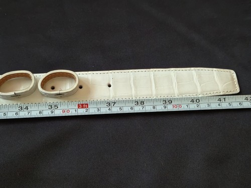 Luxury white Alligator Crocodile Leather Skin Men's Belt 105 cm - Picture 3 of 4