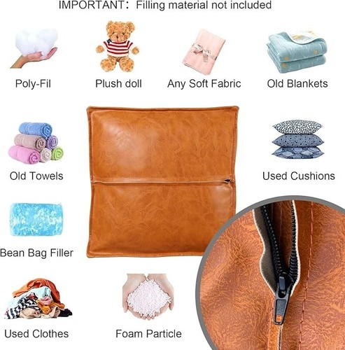 Ottoman Pouf Leather Moroccan Footstool Brown Hassock Handmade Pouffe 20'' - Picture 5 of 5