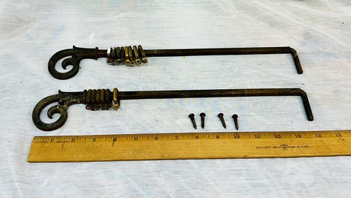 Antigua caña de cortina 2 brazos oscilantes con soportes y piezas ajustables de una sola varilla - Imagen 19 de 20