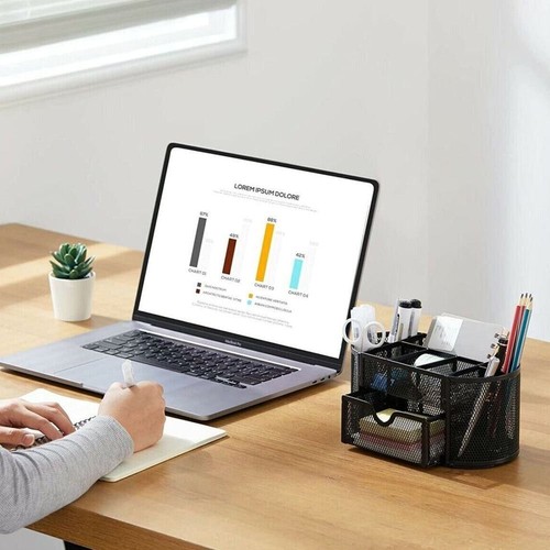 Box 9-Grid Storage Metal Mesh Desk Organizer Pen Holder Stationery Container - Picture 9 of 17