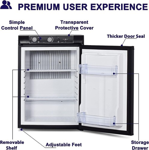 Propane Refrigerator 2.1 cu ft 3 Way Caravan RV Camper Gas Fridge 12V/110V/LPG - Picture 6 of 7
