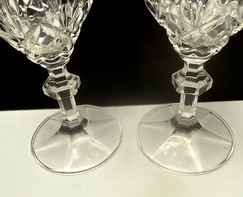 2er Set Kristall Wein/Sherry Gläser 6" hoch 3" Rand Sechskant Stiel 2er Set unbeschriftet - Bild 3 von 11