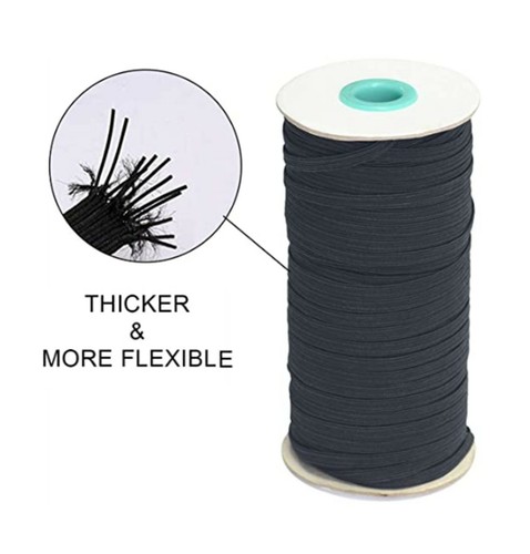 100 Yards Nähen Gummiseil Geflochten Schwarz Flach Gummiband Spule 1/8 Zoll (3 mm) - Bild 8 von 10