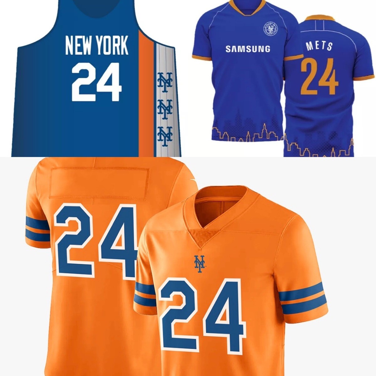 NY METS 3 JERSEY SET SGA FOOTBALL BASKETBALL SOCCER LRG 2024