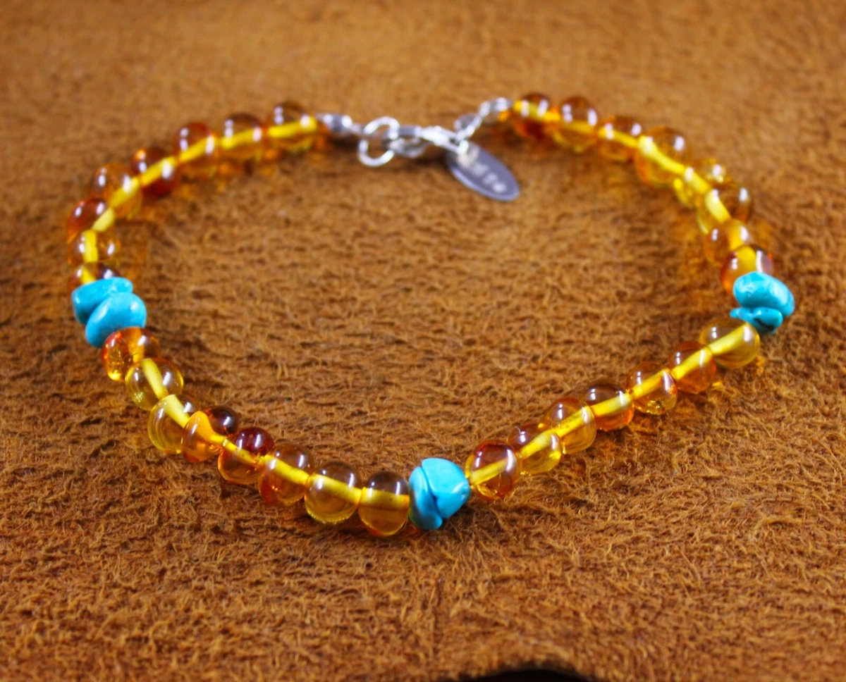 JTV Southwest Style Orange Amber Turquoise Beaded Bracelet