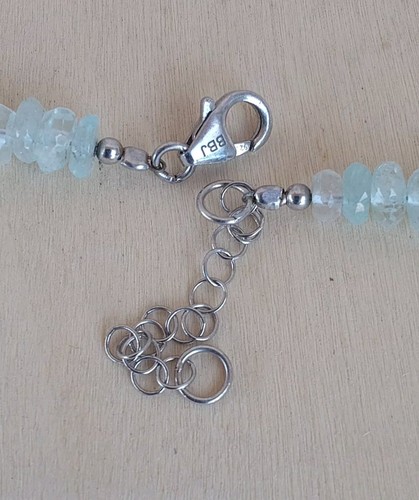 NATURAL AQUAMARINE LARGE FACETED RONDELLE 5.90-8MM STERLING NECKLACE 20-22" ~JTV - Picture 21 of 22