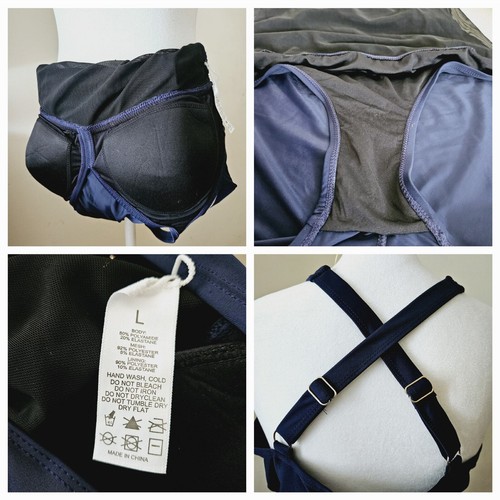 Size Large Navy Blue One-Piece Women's Ladies Bathing Suit Swimsuit - Picture 4 of 24
