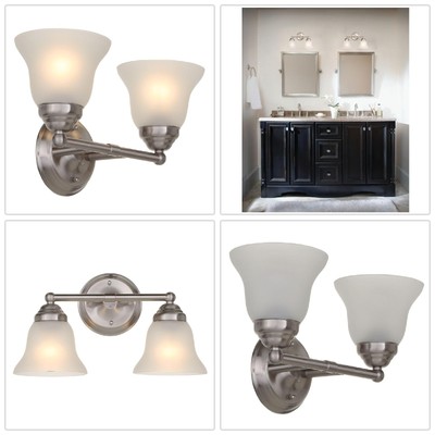 Vanity Lights Frosted Glass Shades Bathroom Lighting Fixture Bath Decor 2 Light 6940500314969
