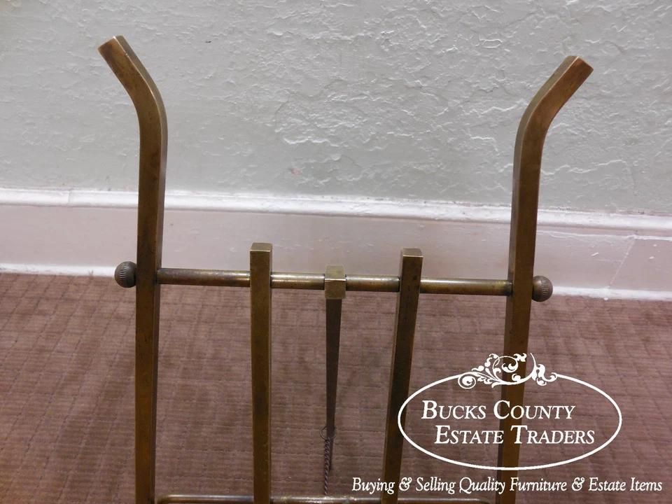 Mid Century Vintage Italian Brass Folding Collapsible Easel Magazine Stand Foto 3 de 4