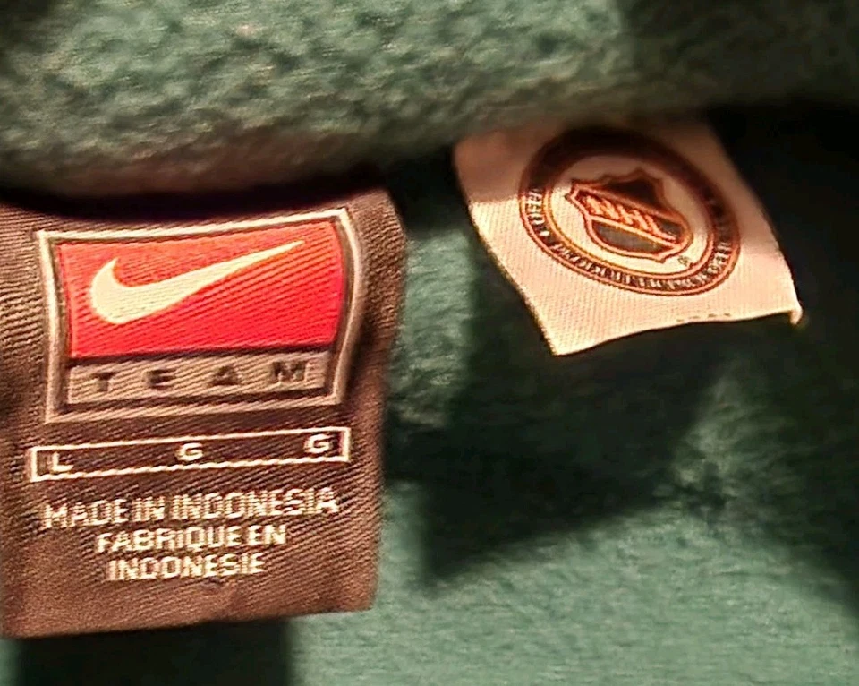 Chaleco polar de colección Nike Team Minnesota Wild NHL L verde cremallera completa etiqueta NHL años 90 Foto 3 de 4