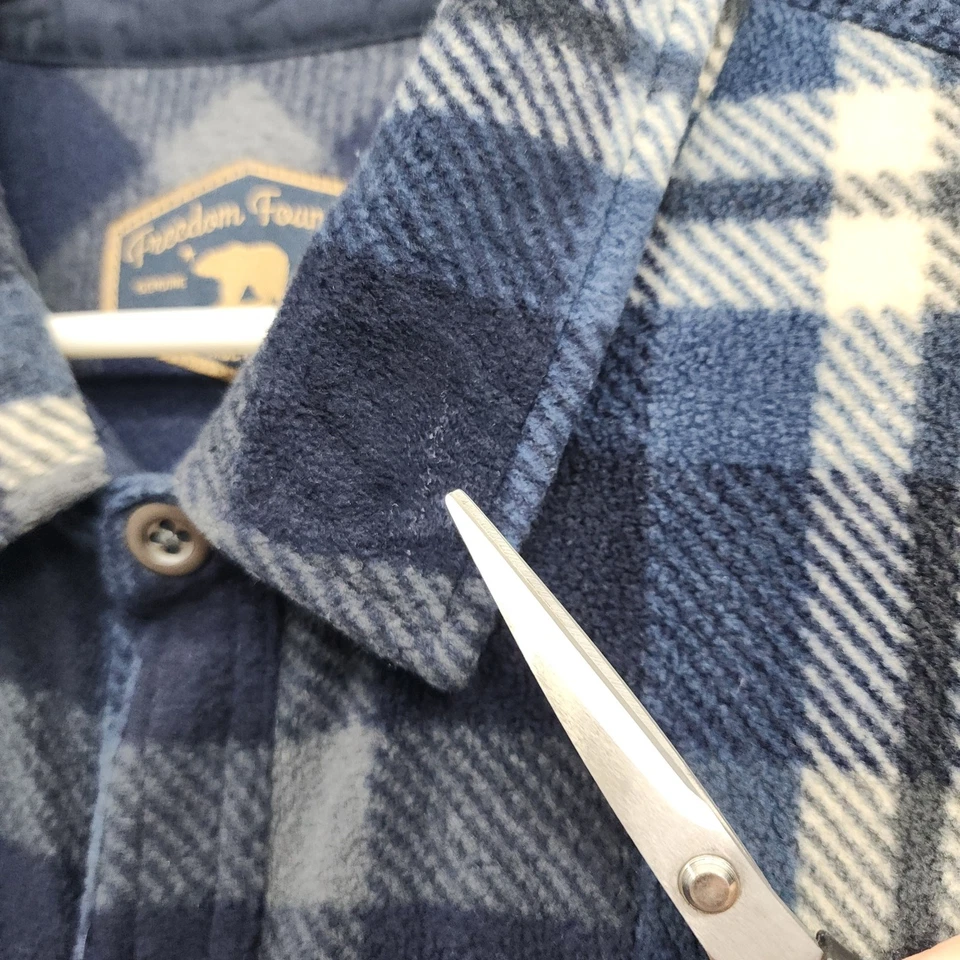 Camisa Freedom Foundry Para Hombres XXL Azul Gris A Cuadros Felpa Vellón Chamarra Manga Larga Foto 3 de 4