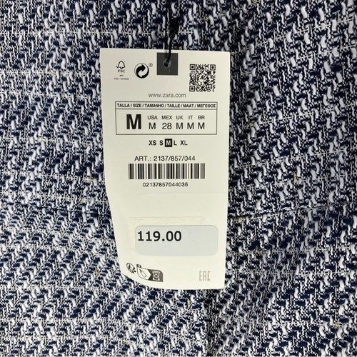 Chaqueta Zara Tweed Azul Botones Mediana Nueva con Etiquetas - Imagen 4 de 4