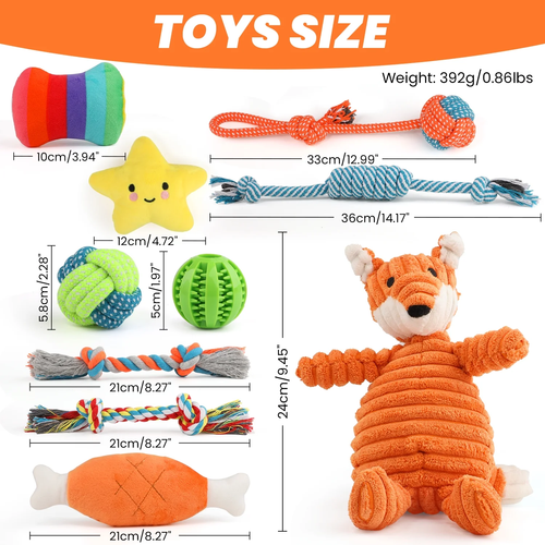 Juguetes para perros pequeños, paquete de 10 juguetes para masticar cachorros para la dentición y el entrenamiento con - Imagen 8 de 12