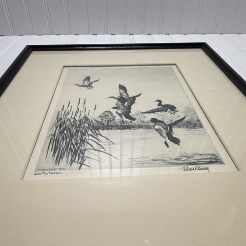 Richard E. Bishop -Lake Erie Mallards- Signed Etching Repro Framed/Glass* - Picture 11 of 11