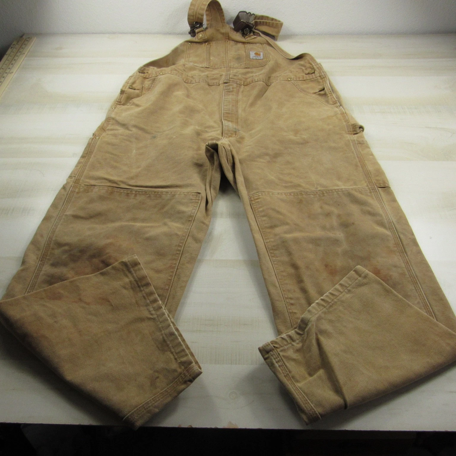 Carhartt Overalls Men 44x32 Brown Duck Bib Canvas Workwear Outdoor USA Union