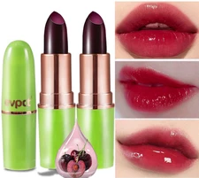 evpct 2Pcs Black Red Cherry Magic Mood Color Changing Lipstick Long Lasting 2...