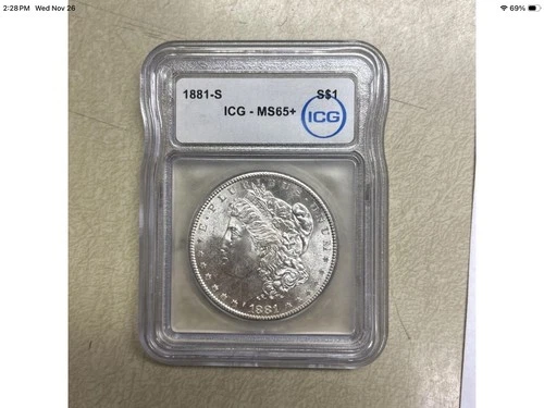 1881-S Morgan Silver Dollar graded MS-65 by ICG