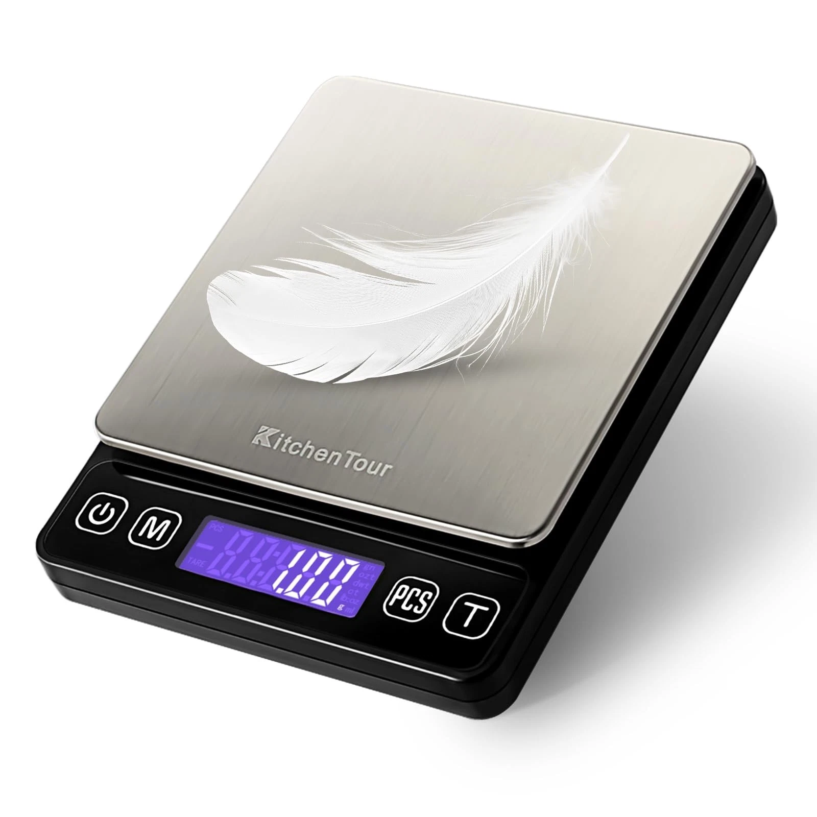 KitchenTour Digital Kitchen Scale 500g/0.01g Precision Scale with Background B...